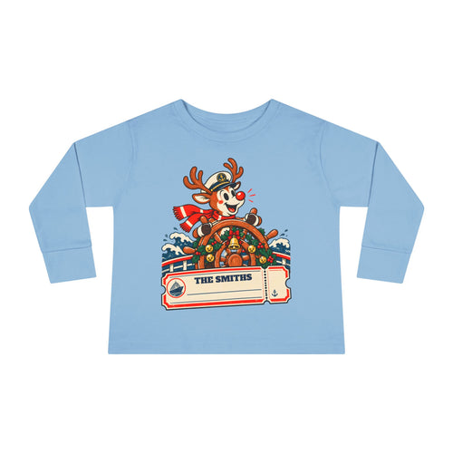Custom Toddler Reindeer Captain Christmas Cruise Long Sleeve Shirt