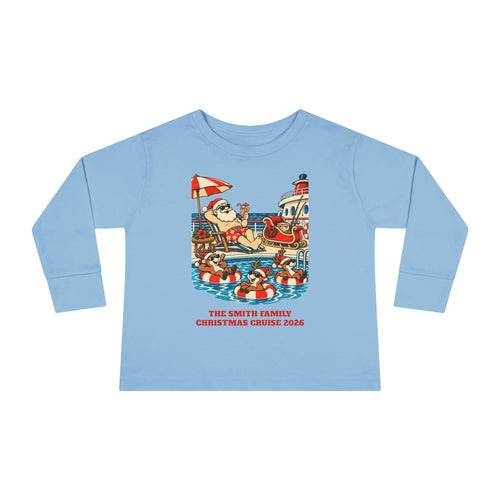 Custom Toddler Santa Pool Day Christmas Cruise Long Sleeve Shirt