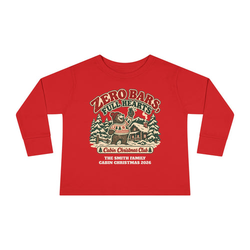 Custom Toddler Zero Bars Full Hearts Cabin Christmas Long Sleeve Shirt