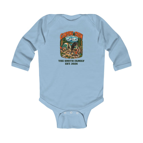 Custom Baby Camping Crew Camping Long Sleeve Bodysuit