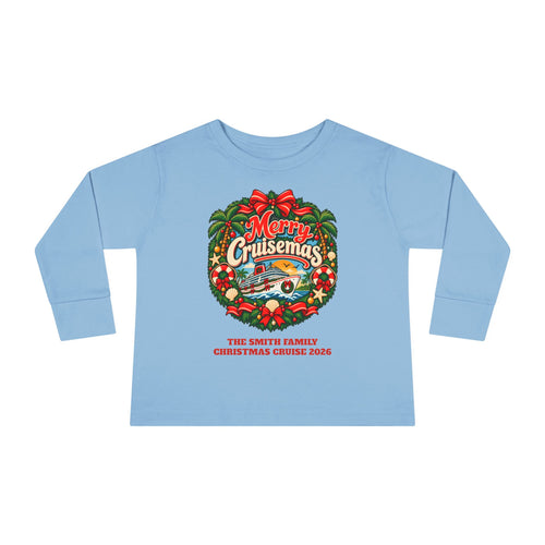 Custom Toddler Merry Cruisemas Wreath Christmas Cruise Long Sleeve Shirt