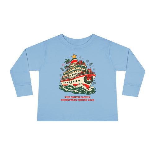 Custom Toddler Christmas Cruise Ship Long Sleeve Shirt