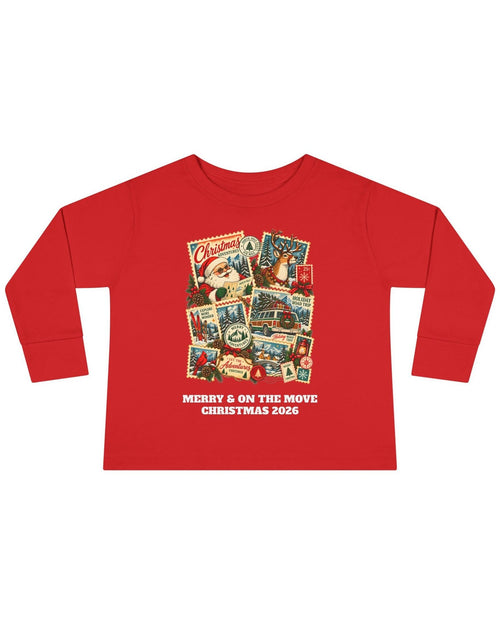 Custom Toddler Christmas Adventures Vintage Stamp Long Sleeve Shirt