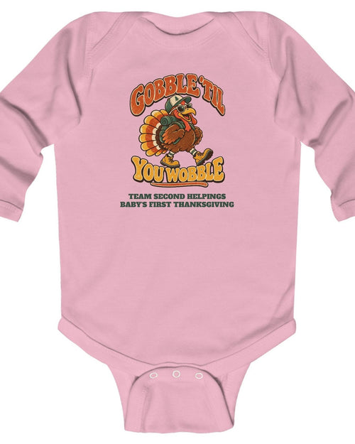 Custom Baby Gobble 'Til You Wobble Thanksgiving Long Sleeve Onesie