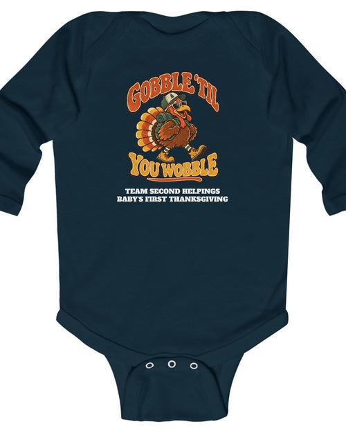 Custom Baby Gobble 'Til You Wobble Thanksgiving Long Sleeve Onesie