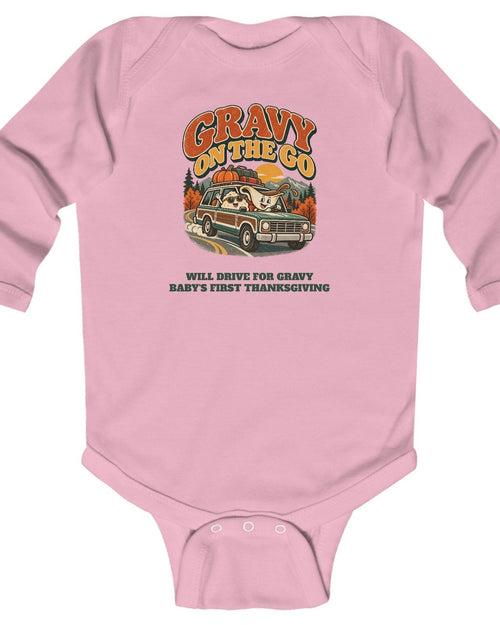 Custom Baby Gravy On The Go Thanksgiving Road Trip Long Sleeve Onesie