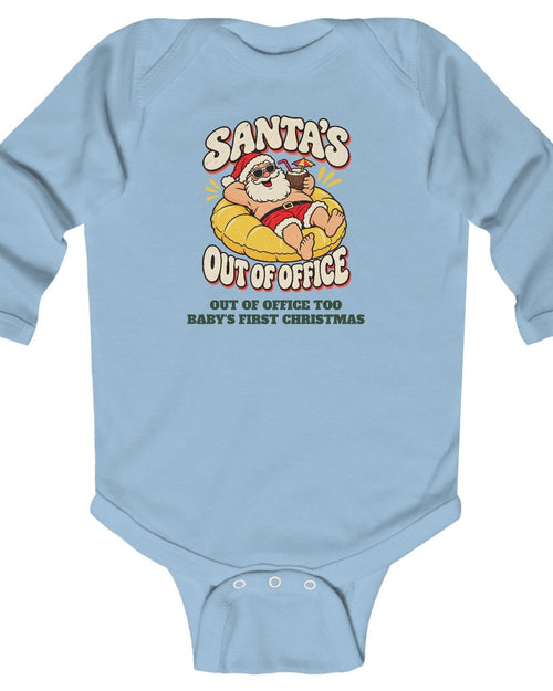 Custom Baby Santa's Out Of Office Christmas Long Sleeve Onesie