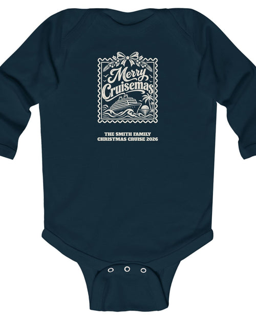 Custom Baby Merry Cruisemas Stamp Christmas Cruise Long Sleeve Onesie