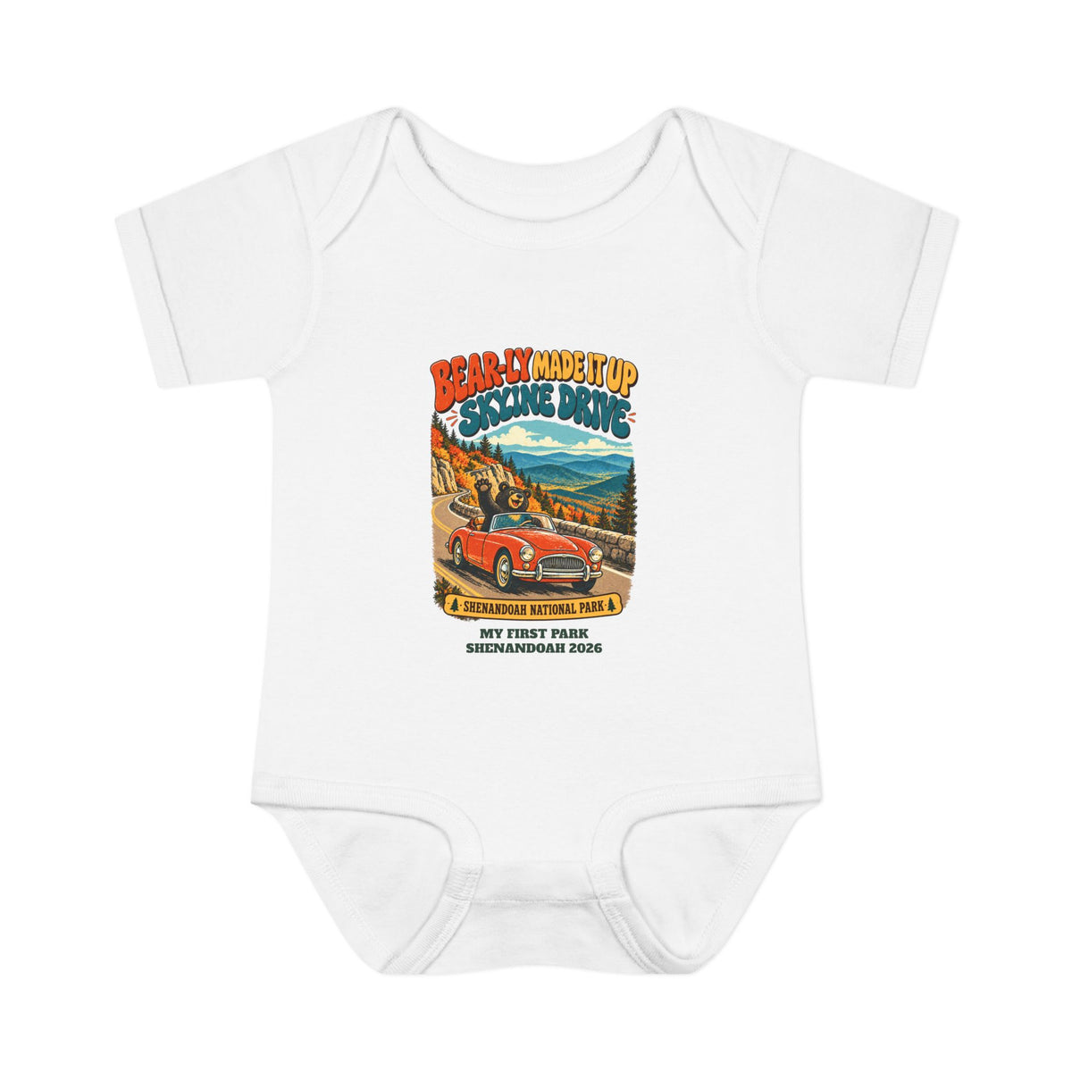 Custom Baby Shenandoah National Park Funny Bear Skyline Drive Onesie