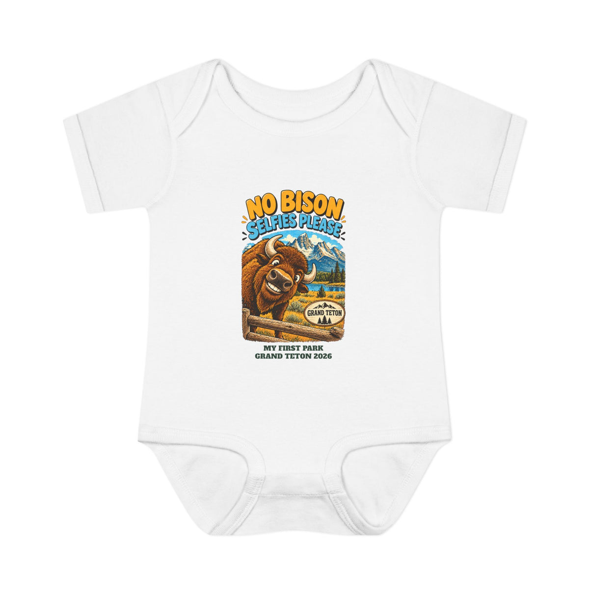 Custom Baby Grand Teton National Park Funny Bison Onesie
