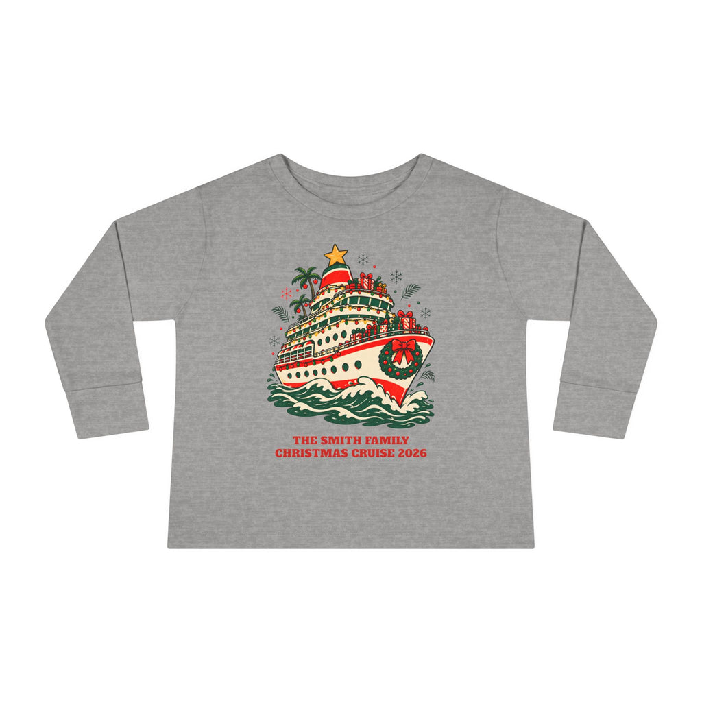 Custom Toddler Christmas Cruise Ship Long Sleeve Shirt