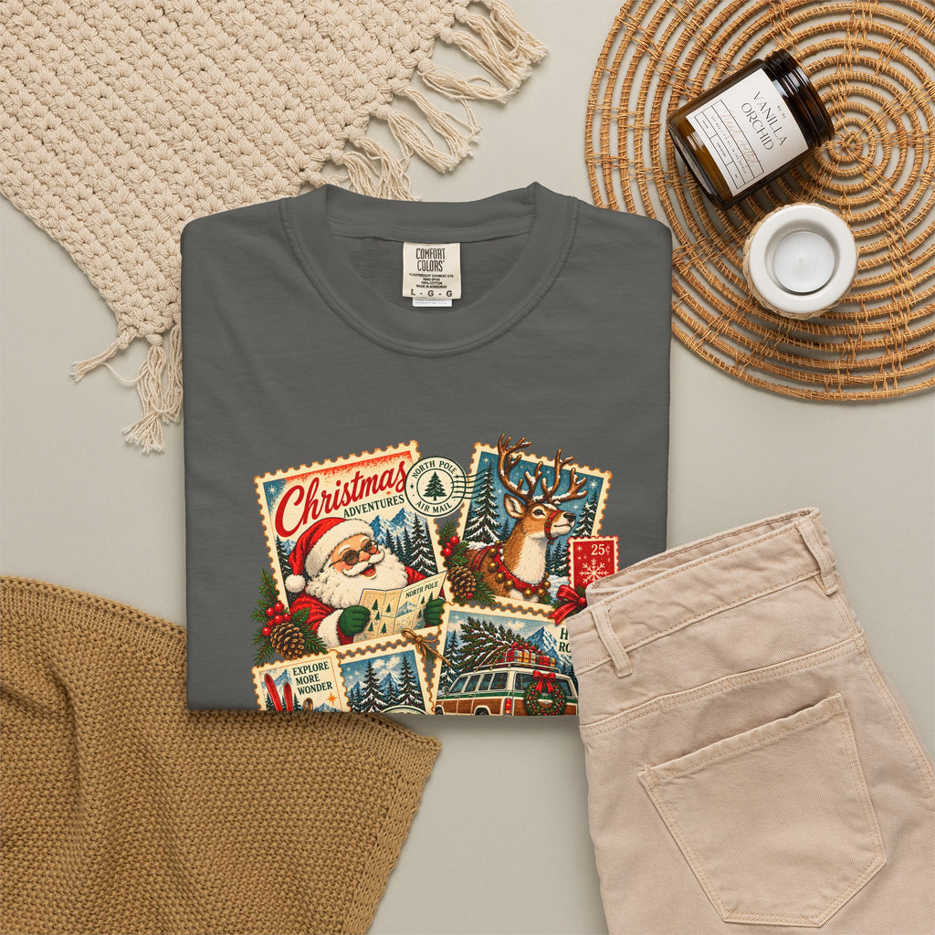 Custom Christmas Adventures Vintage Stamp Shirt