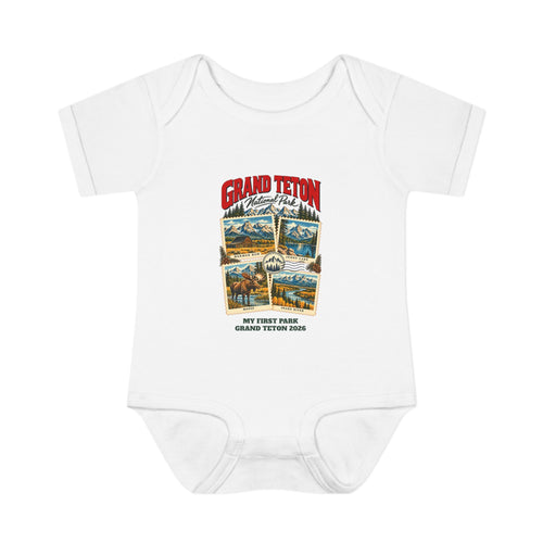 Custom Baby Grand Teton National Park Stamp Collage Onesie