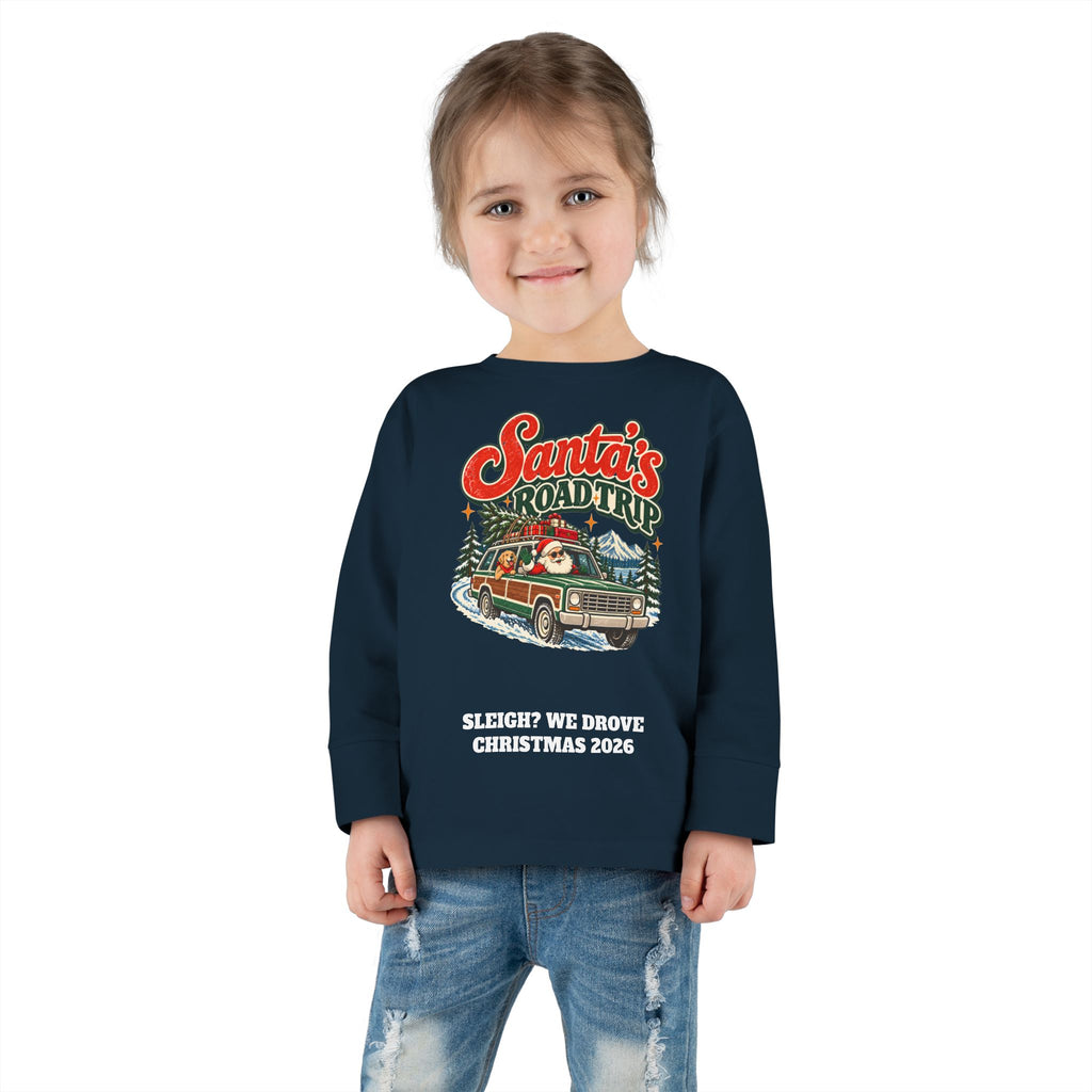 Custom Toddler Santa's Road Trip Christmas Long Sleeve Shirt
