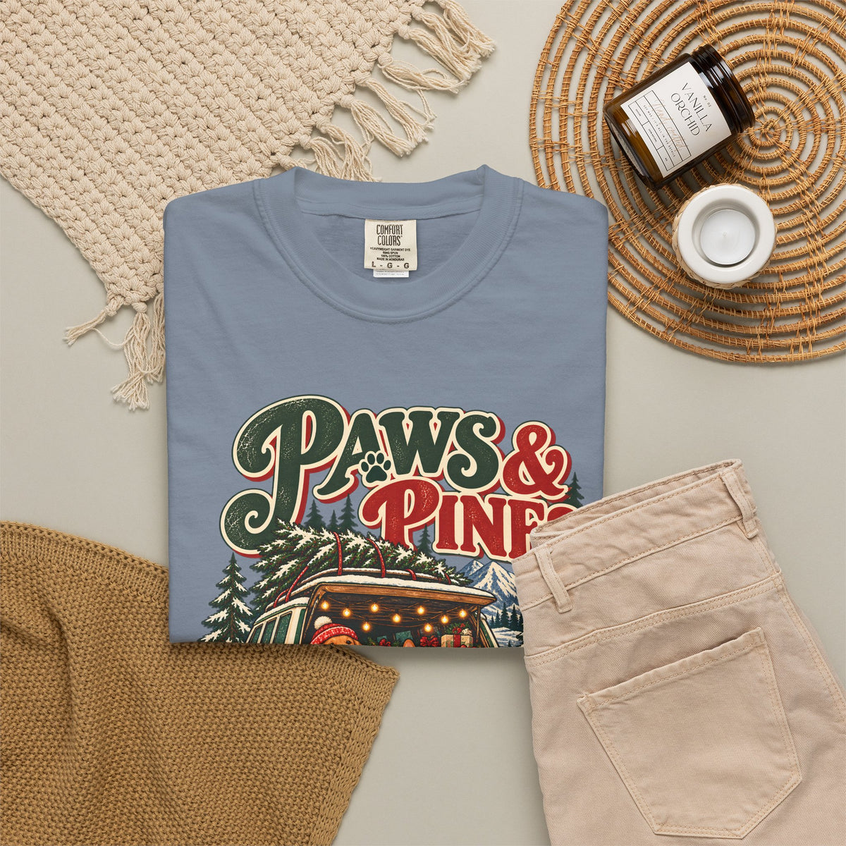 Custom Paws & Pines Christmas Dog Shirt