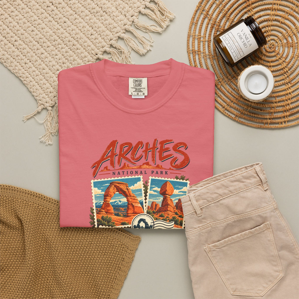 Custom Arches National Park Stamp Collage Shirt
