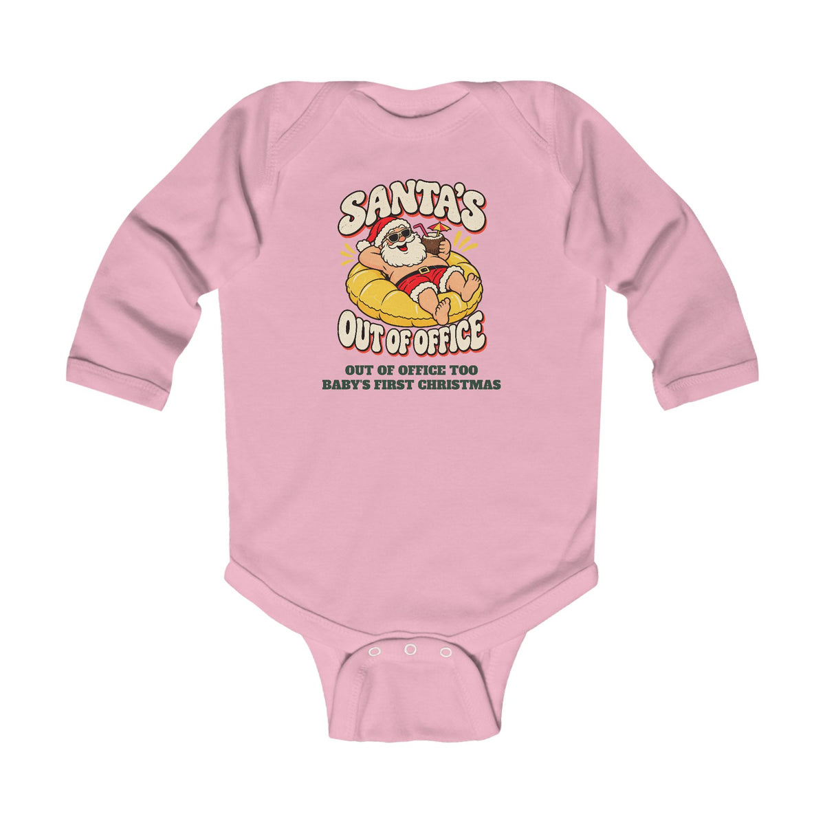 Custom Baby Santa's Out Of Office Christmas Long Sleeve Onesie