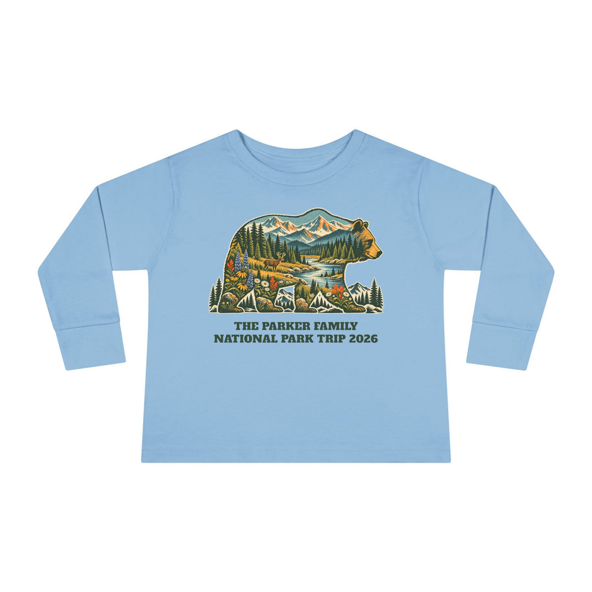 Custom Toddler National Park Bear Long Sleeve Shirt