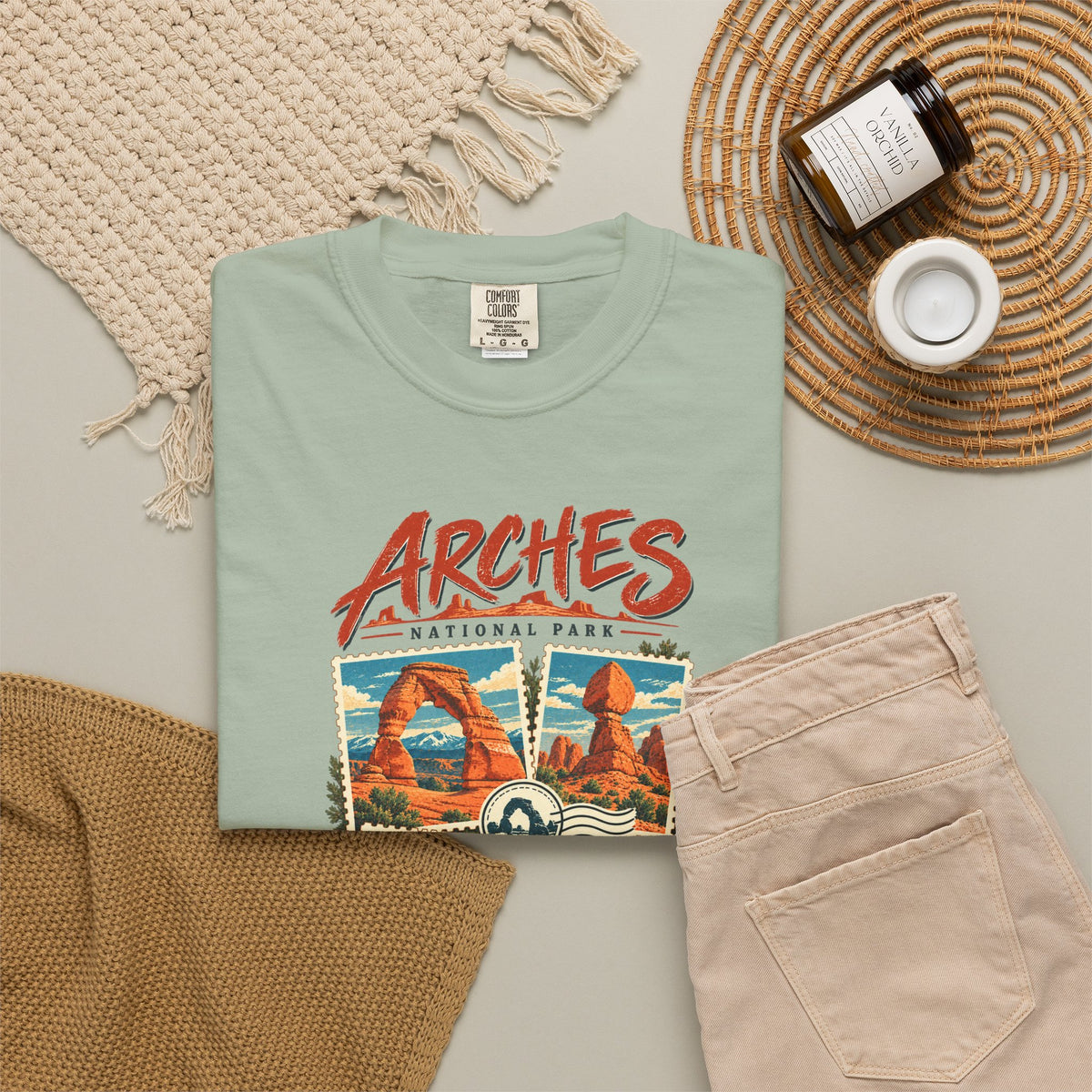 Custom Arches National Park Stamp Collage Shirt