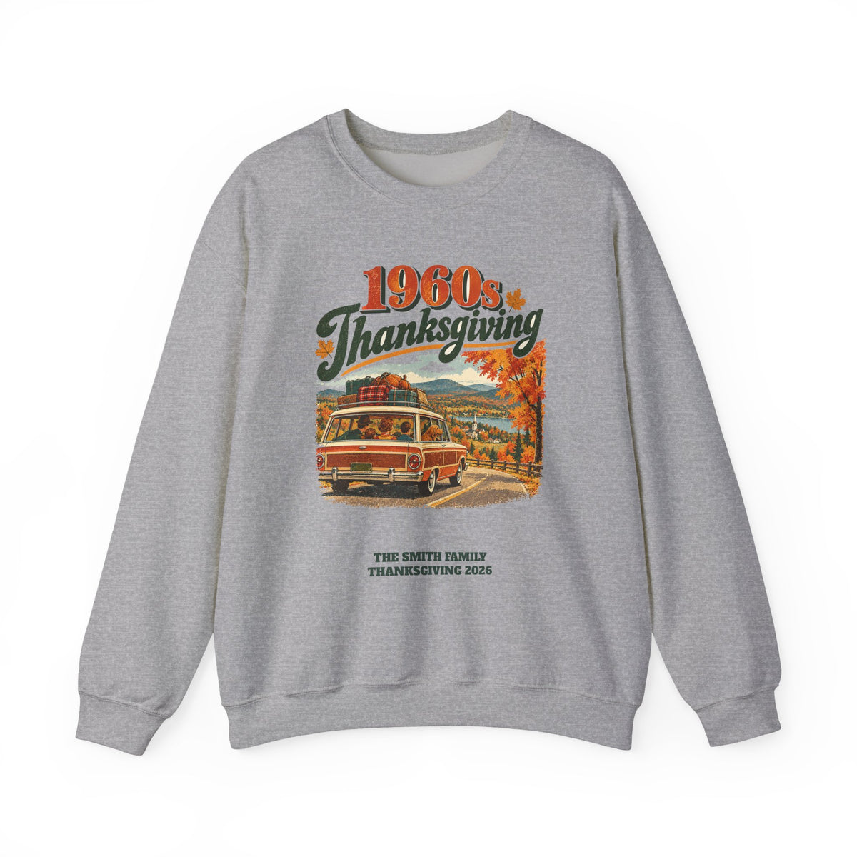 Custom 1960s Thanksgiving Family Road Trip Sweatshirt