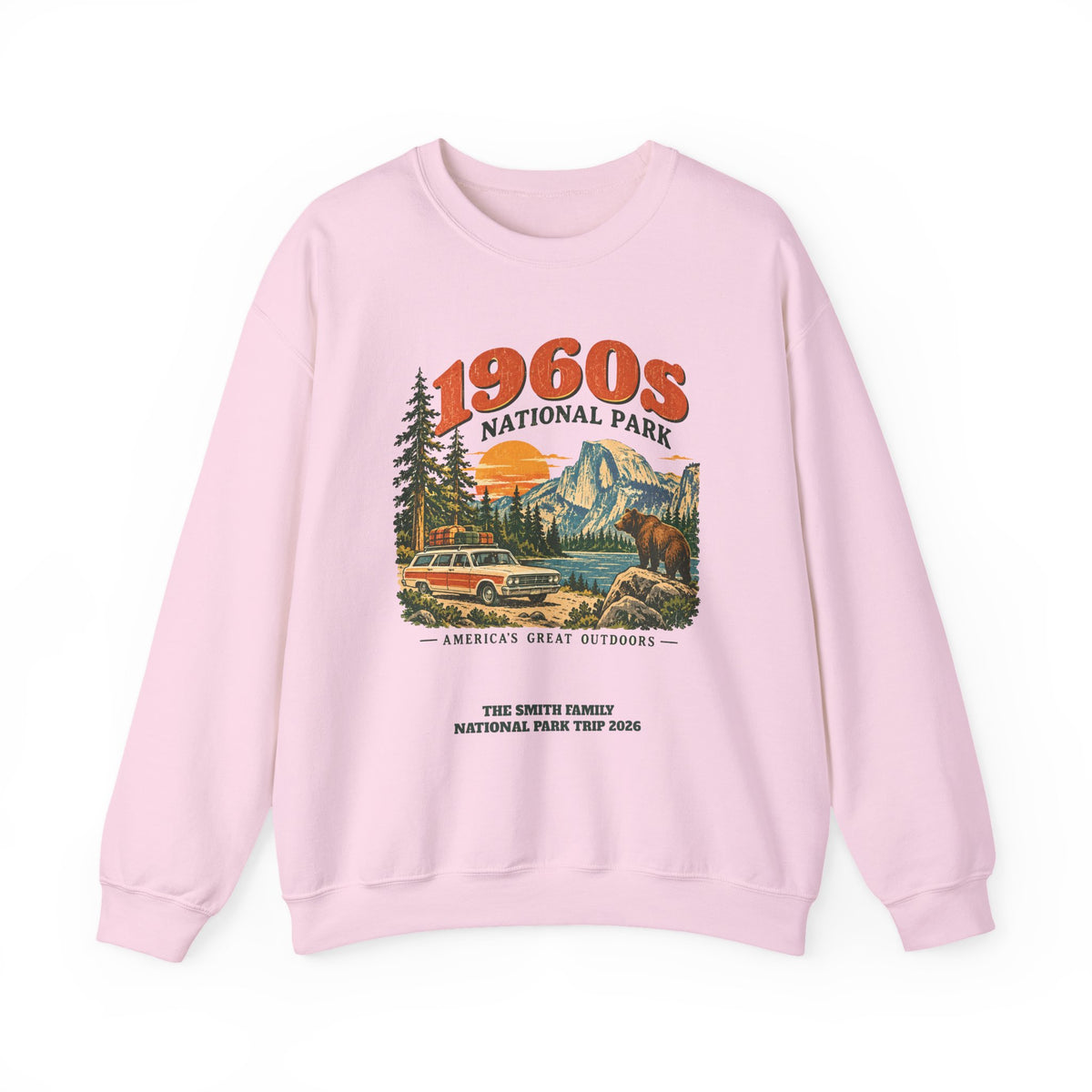 Custom 1960s National Park Family Trip Sweatshirt