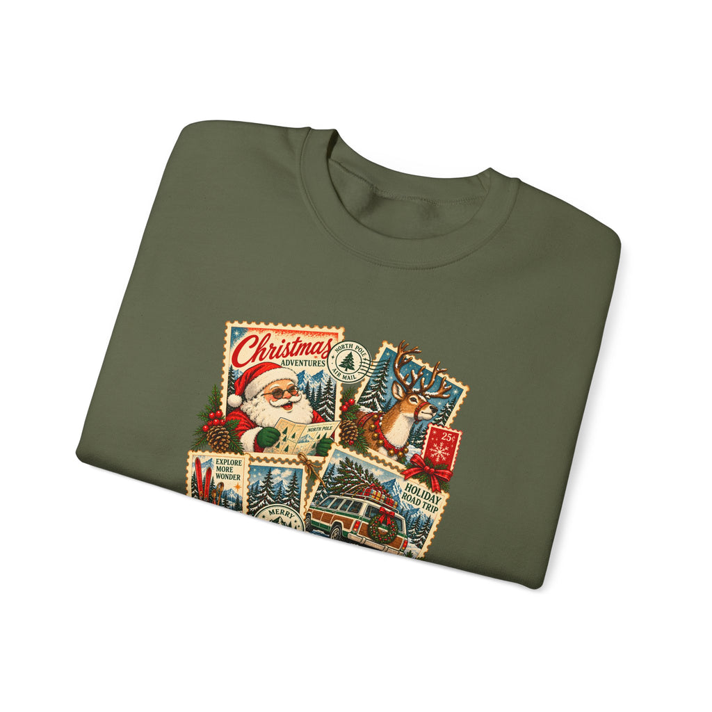 Custom Christmas Adventures Vintage Stamp Sweatshirt