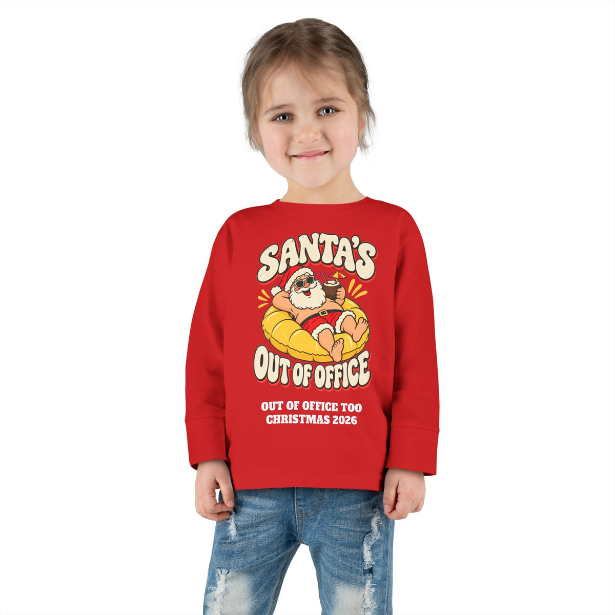 Custom Toddler Santa's Out Of Office Christmas Long Sleeve Shirt