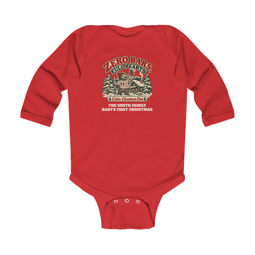 Custom Baby Zero Bars Full Hearts Cabin Christmas Long Sleeve Bodysuit