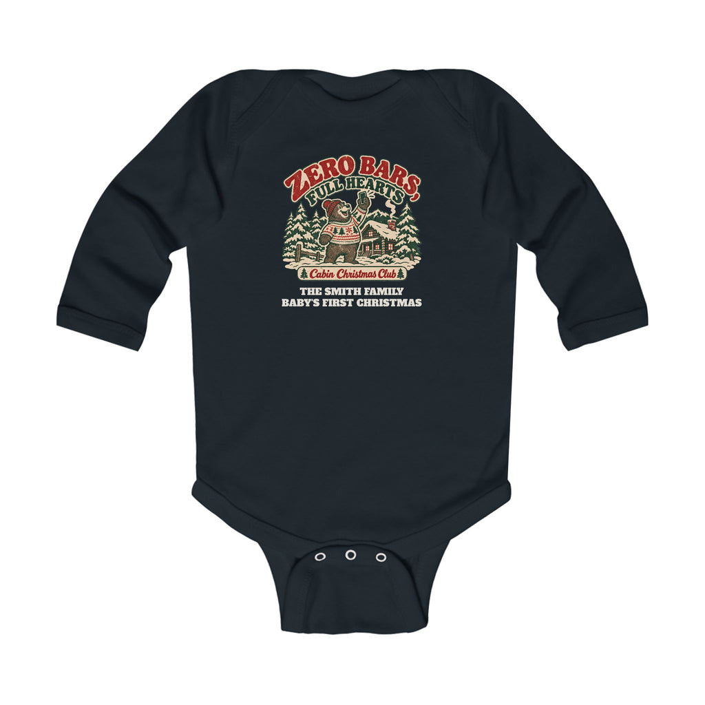 Custom Baby Zero Bars Full Hearts Cabin Christmas Long Sleeve Bodysuit