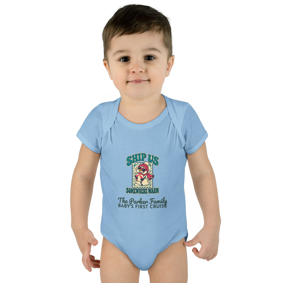 Custom Baby Ship Us Somewhere Warm Cruise Onesie