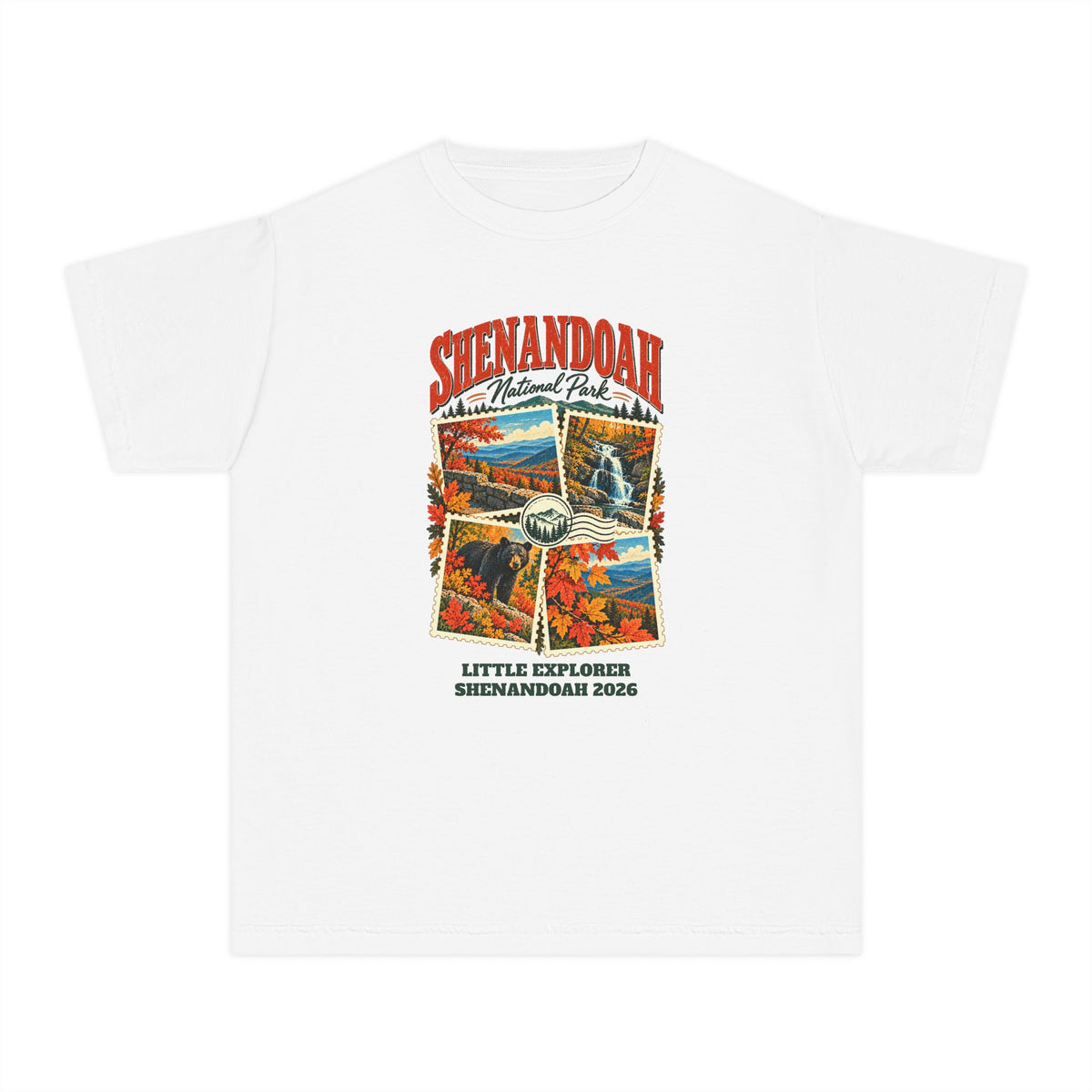 Custom Kids Shenandoah National Park Stamp Collage Shirt