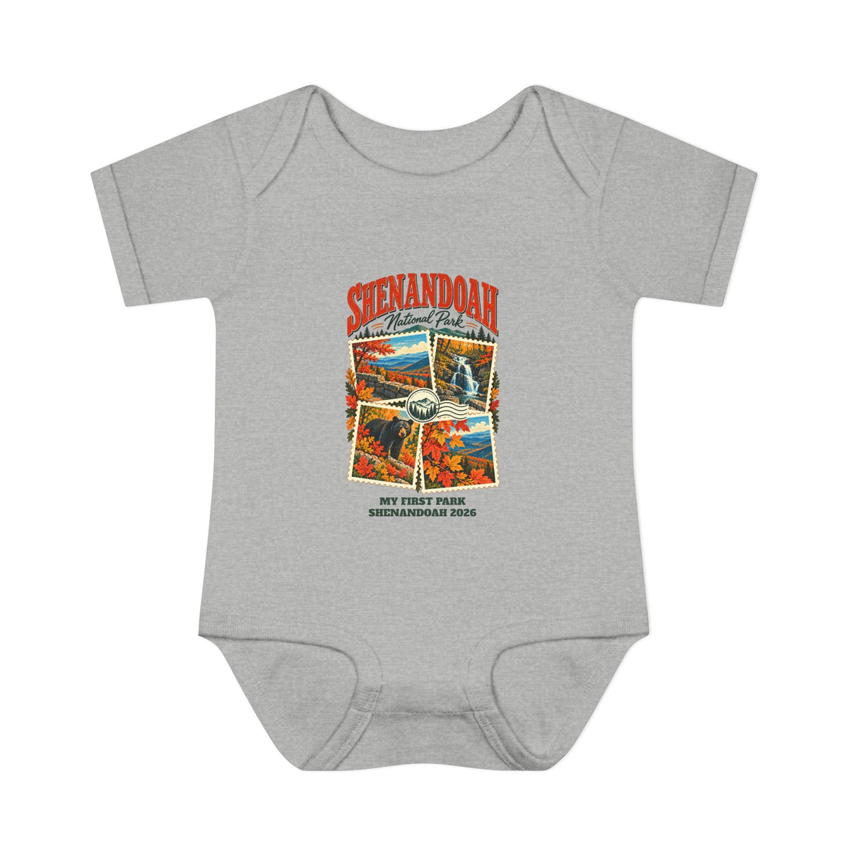 Custom Baby Shenandoah National Park Stamp Collage Onesie