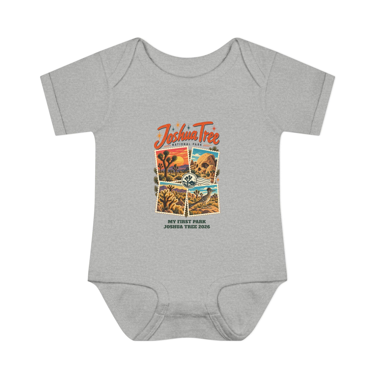 Custom Baby Joshua Tree National Park Stamp Collage Onesie