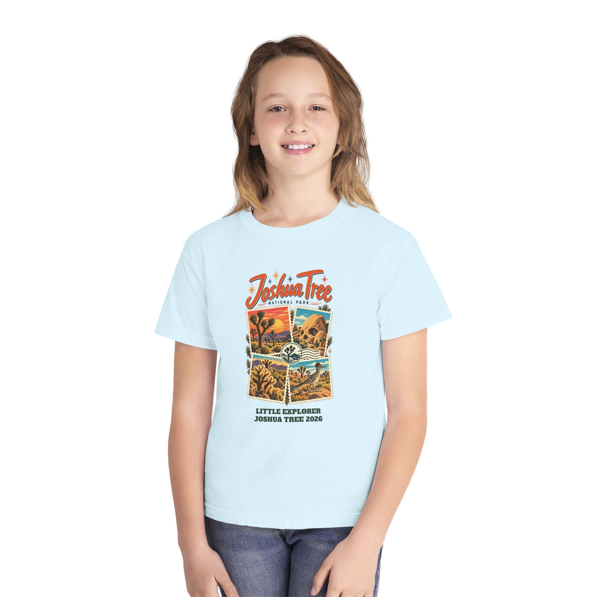 Custom Kids Joshua Tree National Park Stamp Collage Shirt