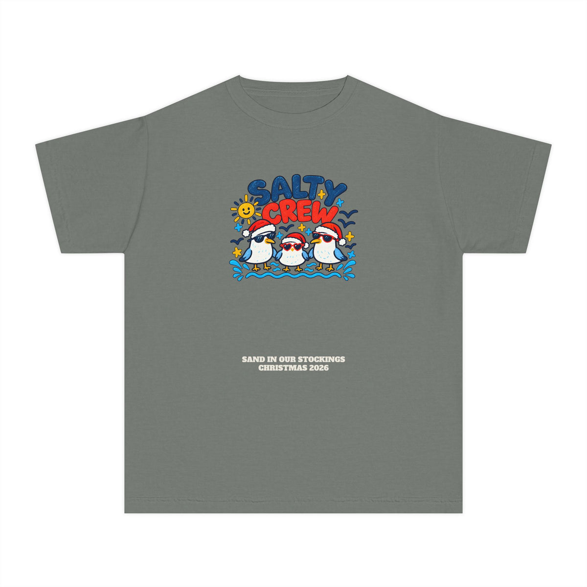 Custom Kids Salty Crew Beach Christmas Shirt