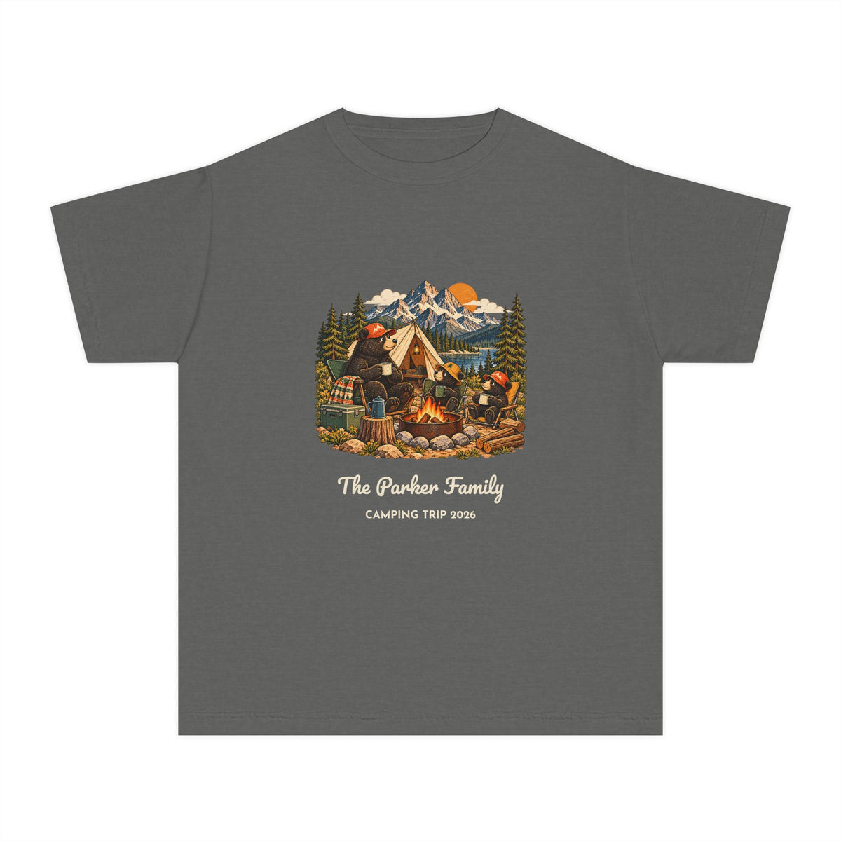 Custom Kids Bear Campfire Tee