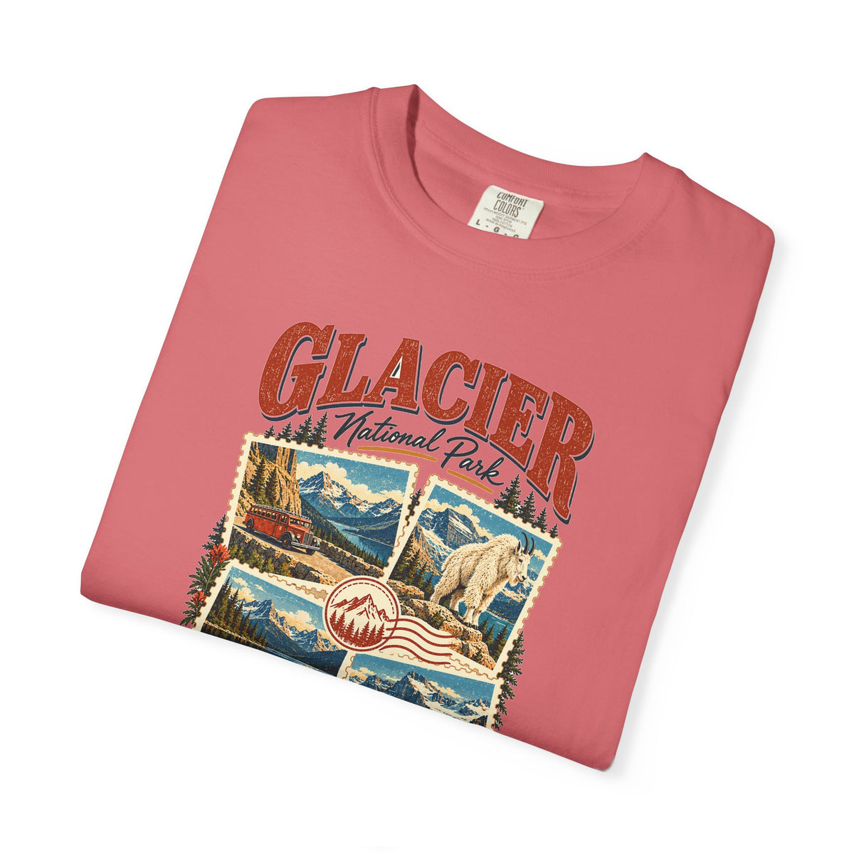 Custom Glacier National Park Stamp Collage Shirt