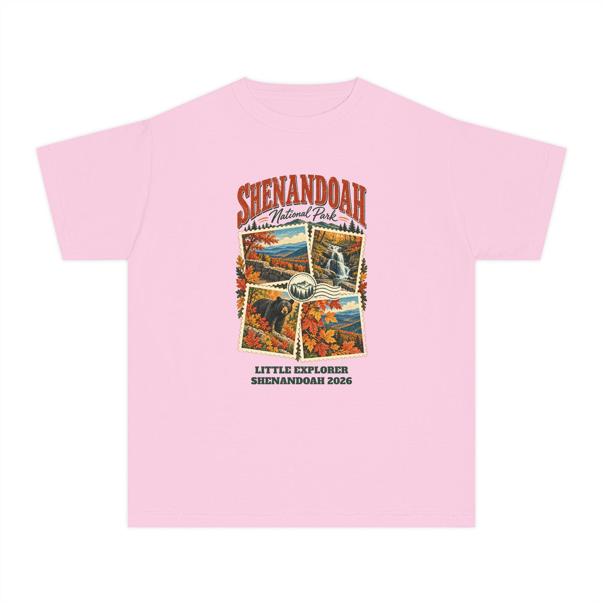 Custom Kids Shenandoah National Park Stamp Collage Shirt