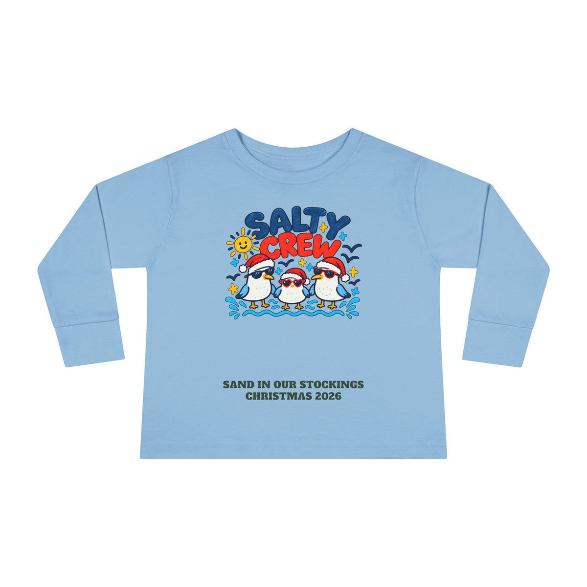 Custom Toddler Salty Crew Beach Christmas Long Sleeve Shirt