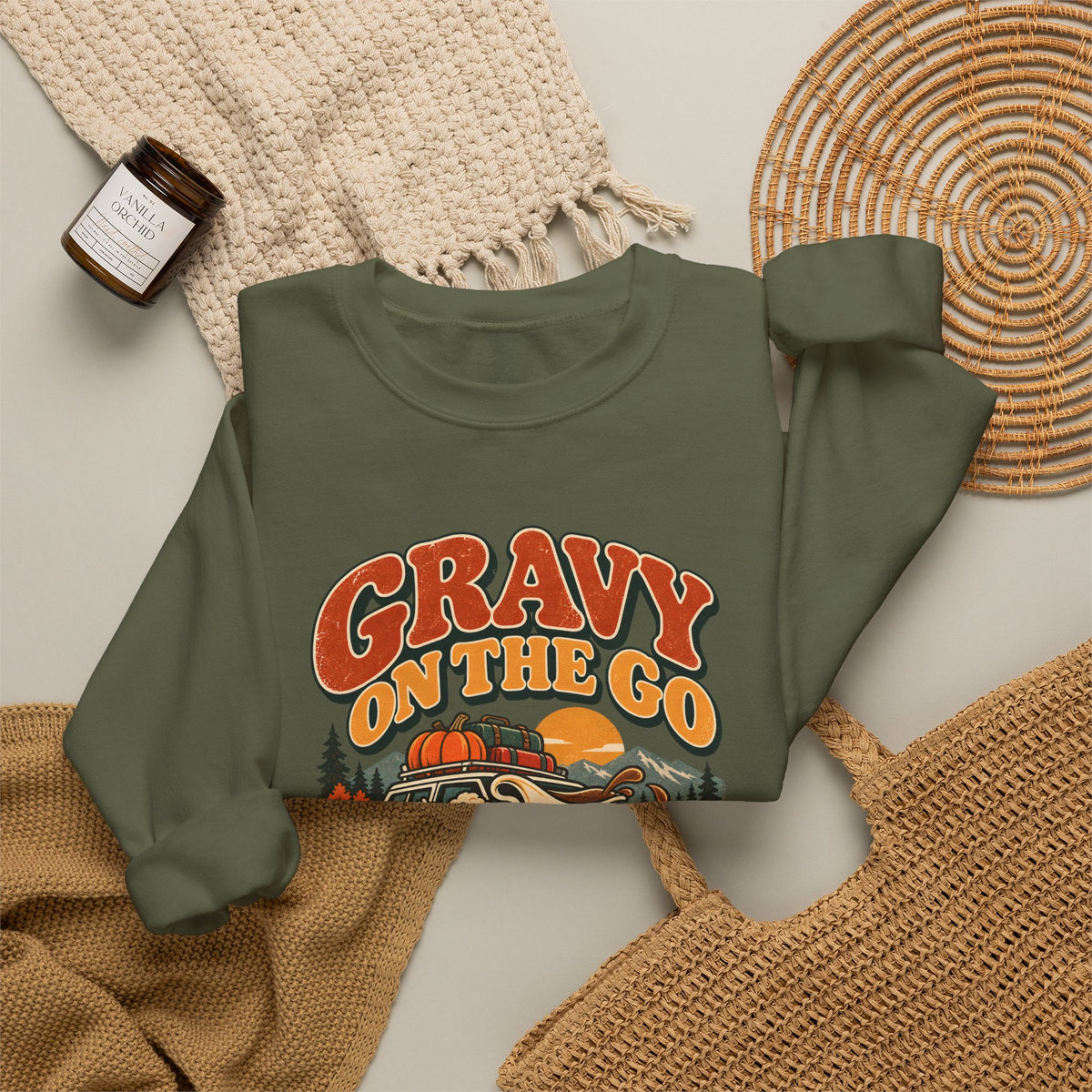 Custom Gravy On The Go Thanksgiving Road Trip Sweatshirt