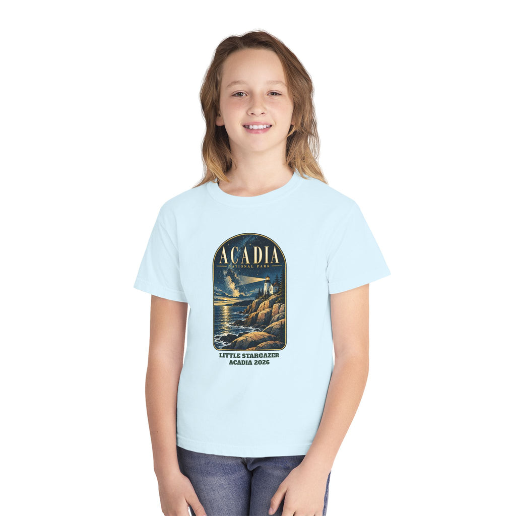 Custom Kids Acadia National Park Lighthouse Night Sky Shirt
