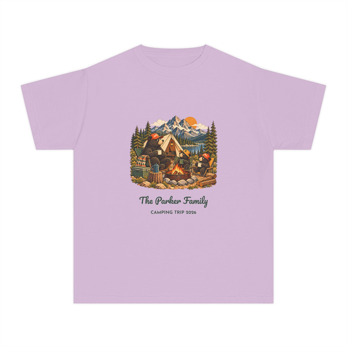 Custom Kids Bear Campfire Tee
