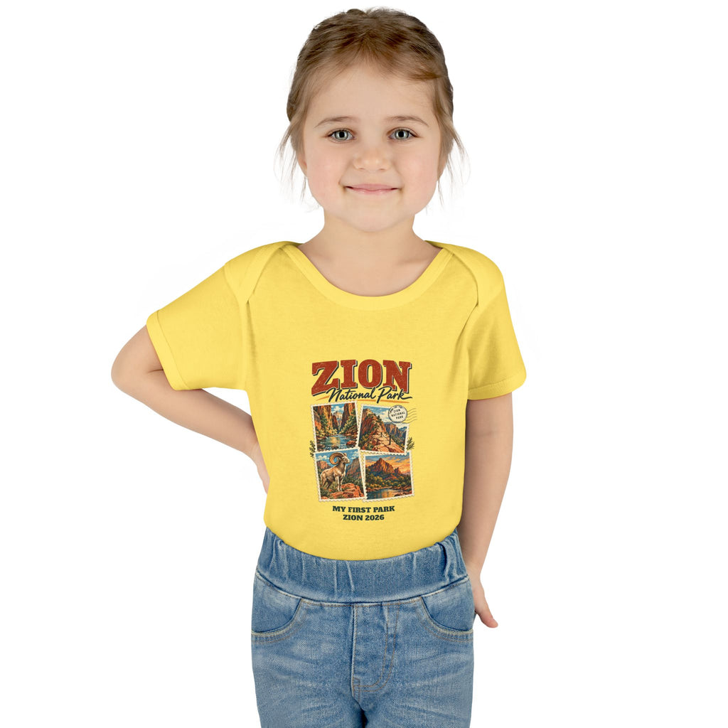 Custom Baby Zion National Park Stamp Collage Onesie