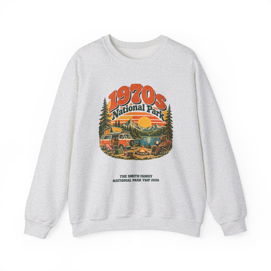 Custom 1970s National Park Family Camping Sweatshirt
