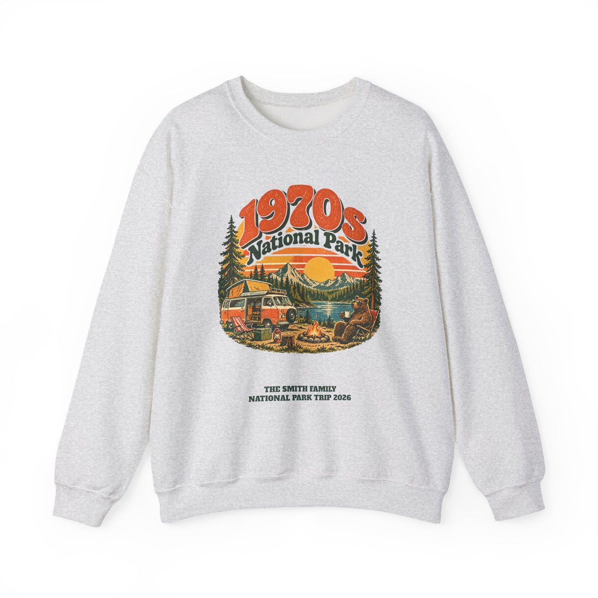 Custom 1970s National Park Family Camping Sweatshirt