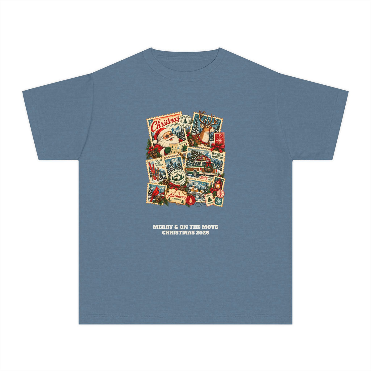 Custom Kids Christmas Adventures Vintage Stamp Shirt