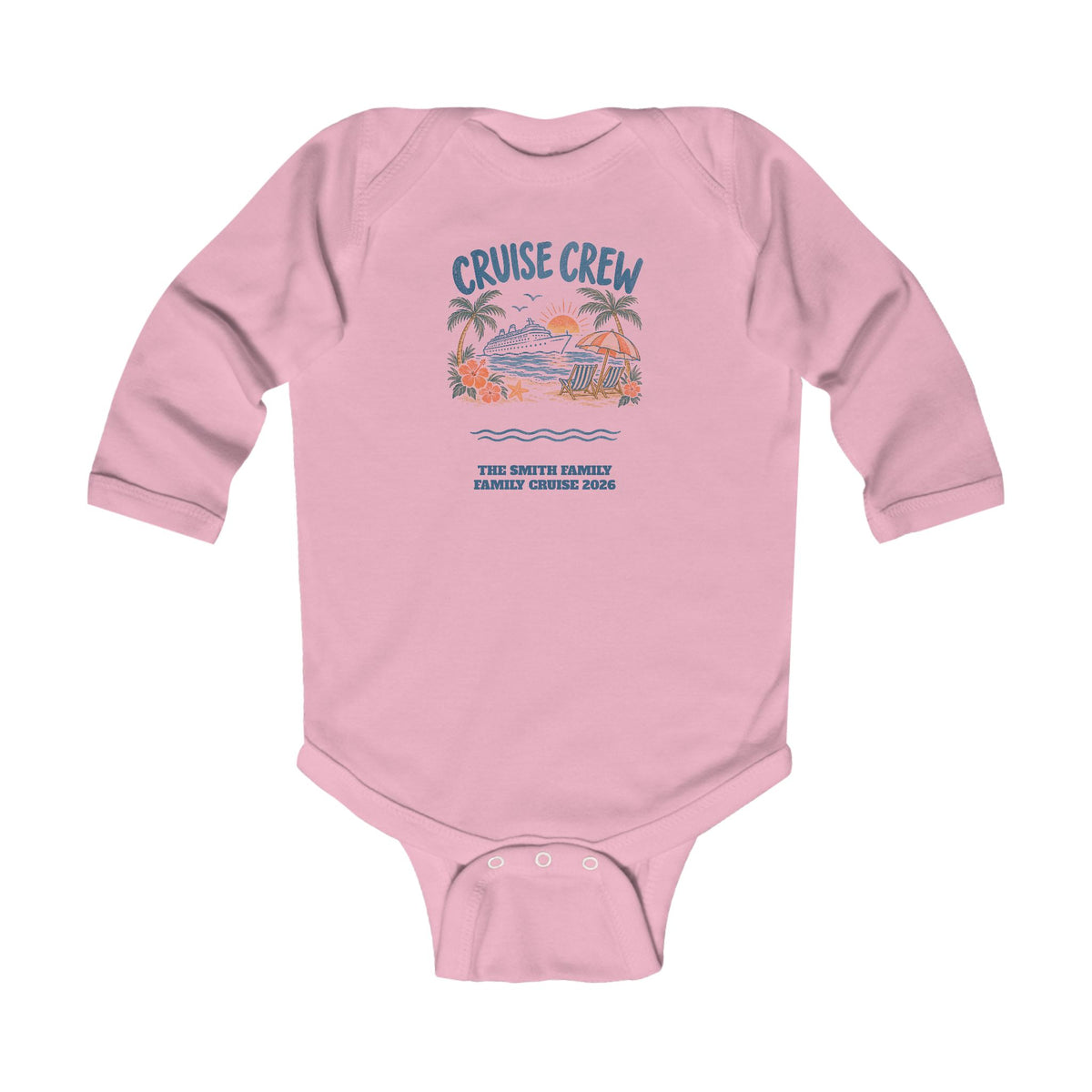 Custom Baby Cruise Crew Beach Long Sleeve Onesie