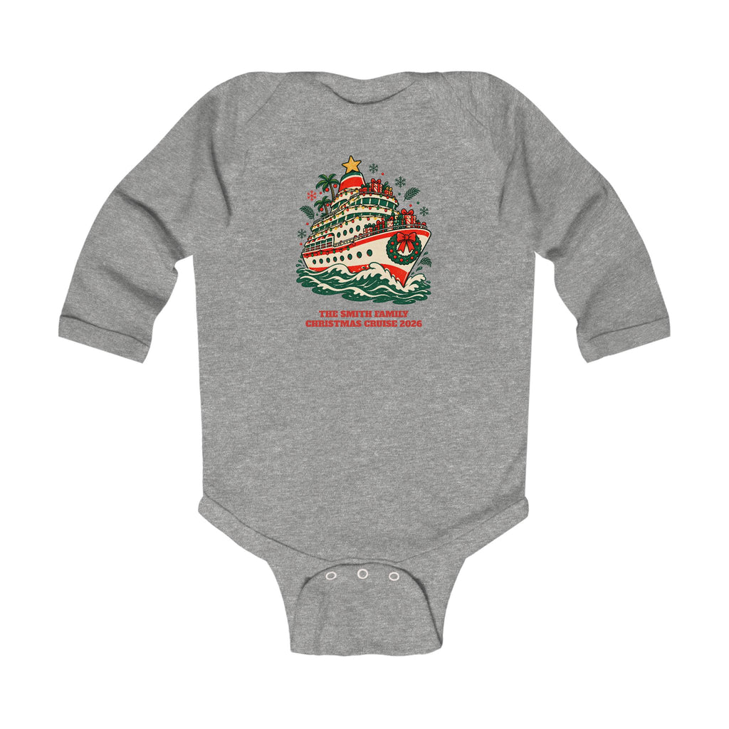 Custom Baby Christmas Cruise Ship Long Sleeve Onesie