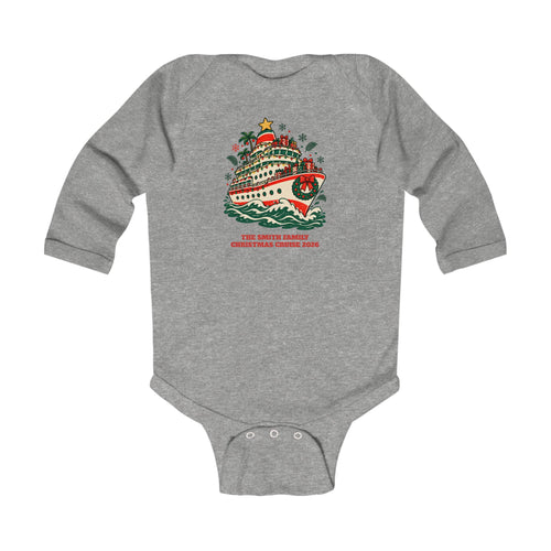 Custom Baby Christmas Cruise Ship Long Sleeve Onesie