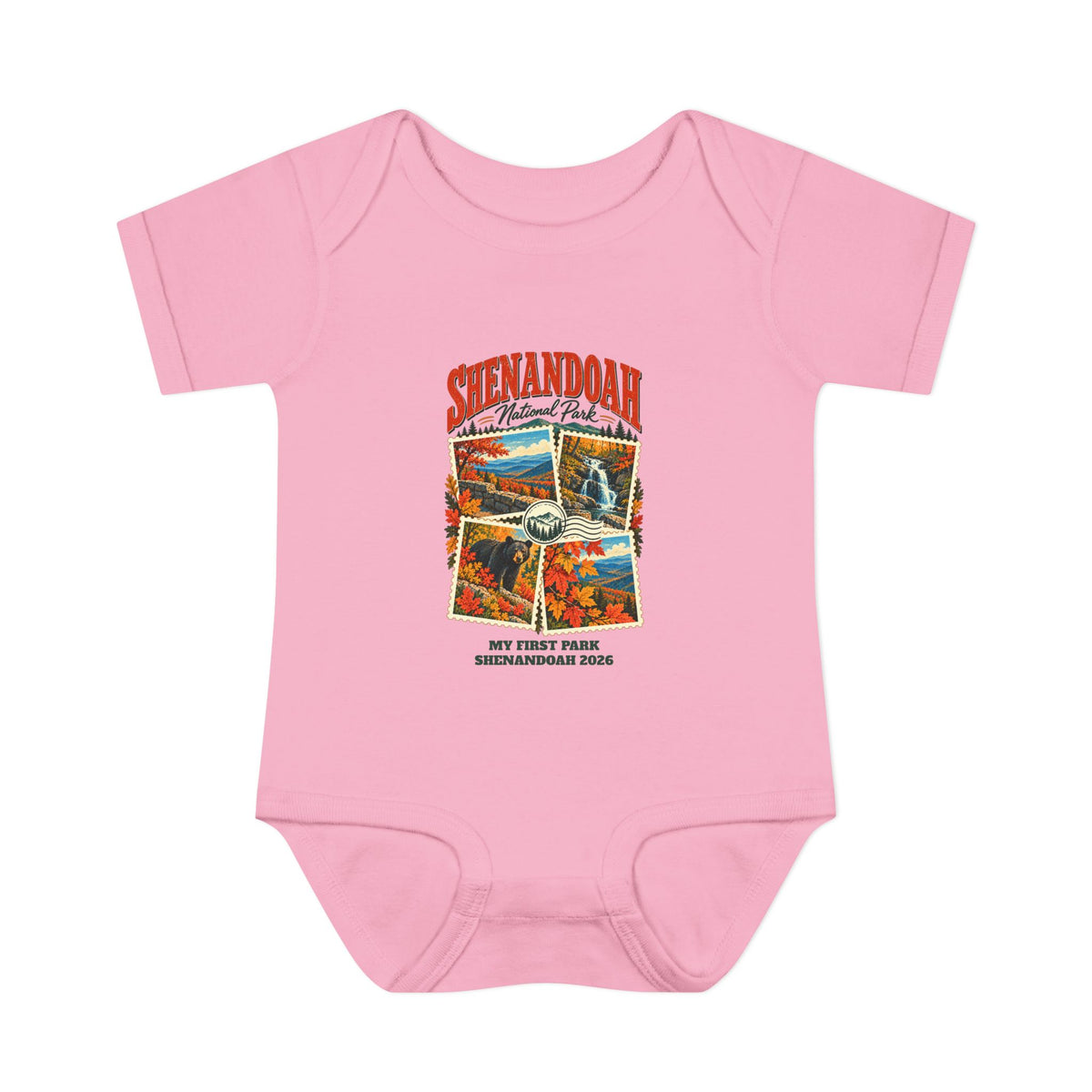 Custom Baby Shenandoah National Park Stamp Collage Onesie